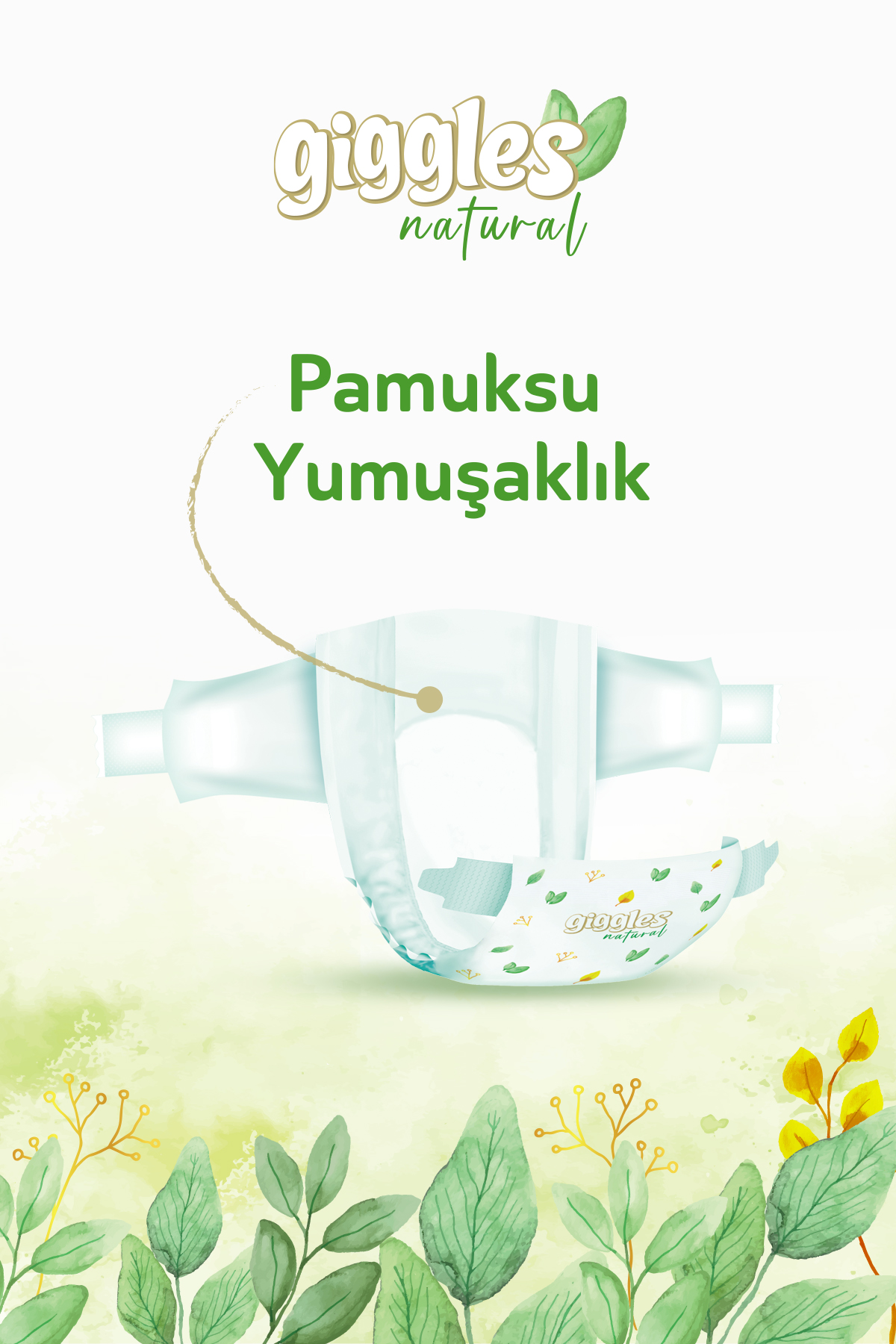 Giggles Natural Jumbo 7 Numara Pamuklu Bebek Bezi 52 Adet