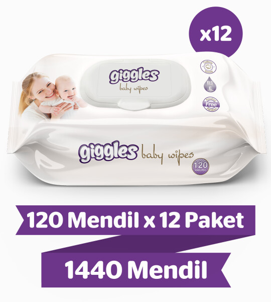 Giggles Islak havlu bebeklere özel 120'li 12 Paket 1440 Mendil