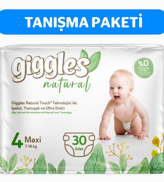 Giggles Natural 4 Numara Bebek Bezi Maxi 1 Paket 30 Adet