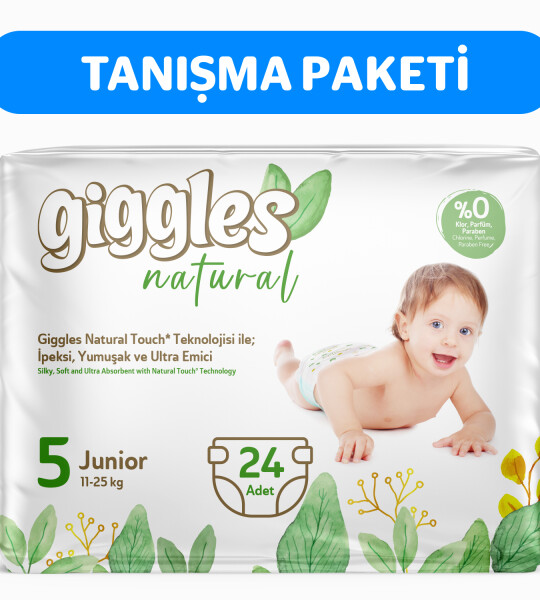 Giggles Natural 5 Numara Bebek Bezi Junior  1 Paket 24 Adet