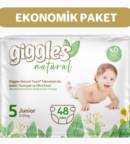 Giggles Natural 5 Numara Bebek Bezi Junior  2 Paket 48 Adet