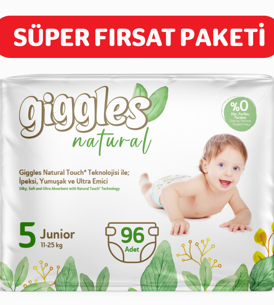 Giggles Natural 5 Numara Bebek Bezi Junior  4 Paket 96 Adet