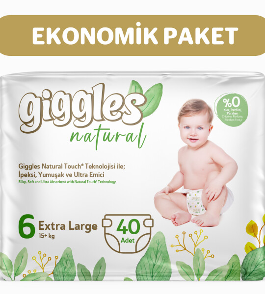 Giggles Natural 6 Numara Bebek Bezi Extra Large 2 Paket 40 Adet