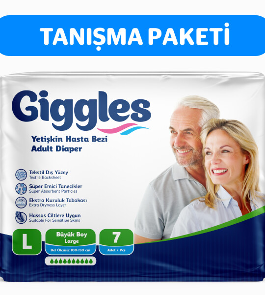 Giggles Yetişkin Bel Bağlamalı Hasta Bezi Large 7'li 1 Paket 7 Adet