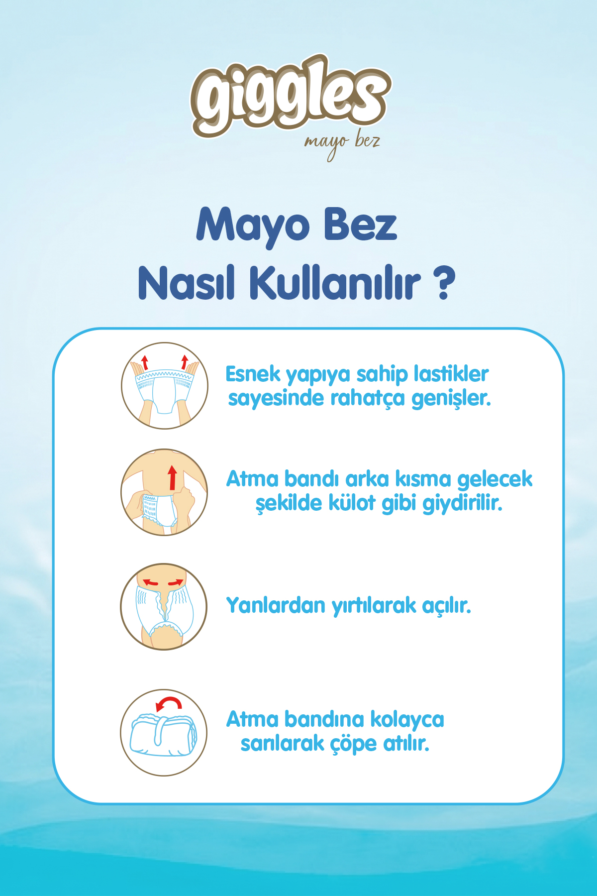 Giggles Külotlu Mayo Bebek Bezi Sıvı Geçirmez 4-5 Numara 9-15 Kg 1 Paket 11 Adet