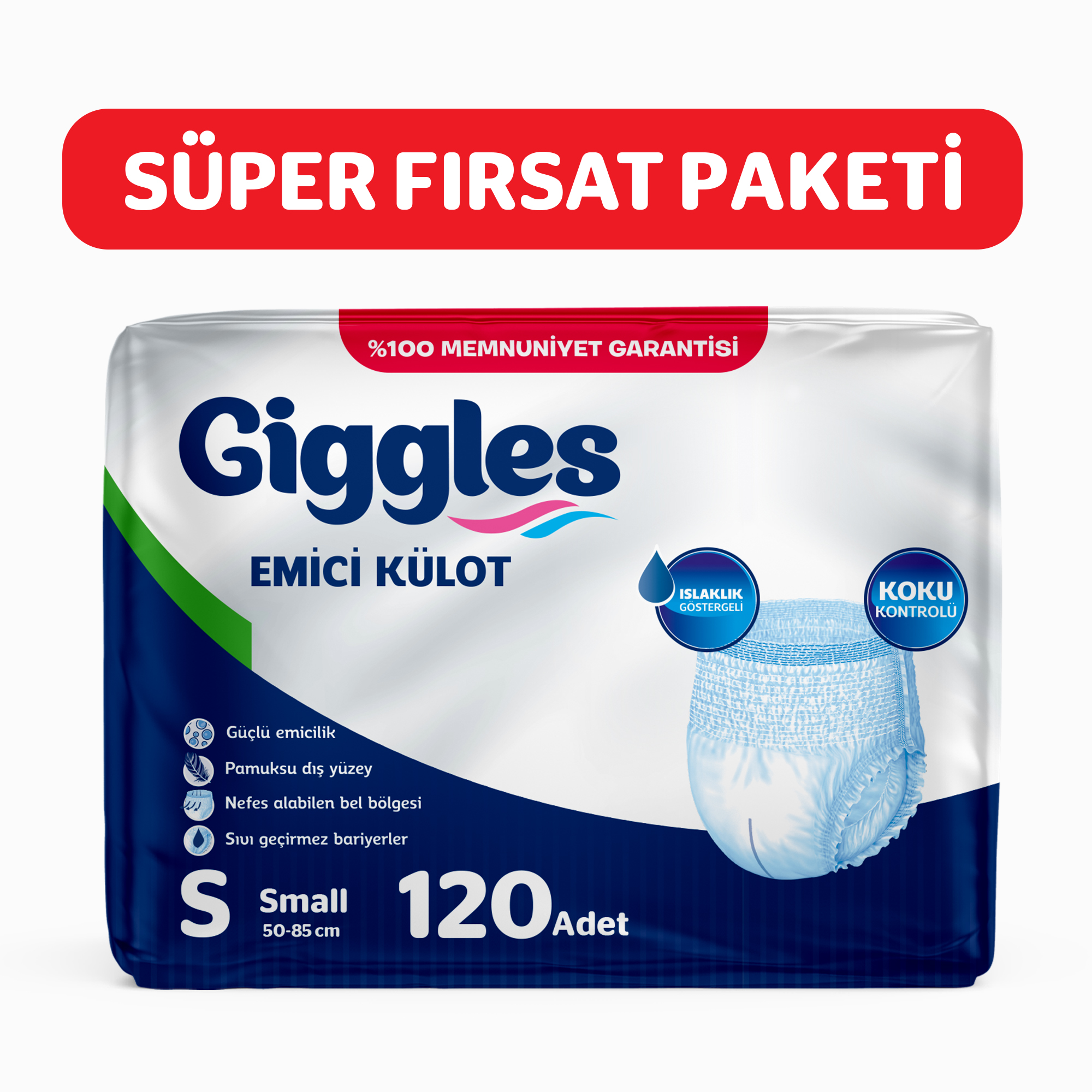 Giggles Yetişkin Emici Külot Small 30'lu 4 Paket 120 Adet