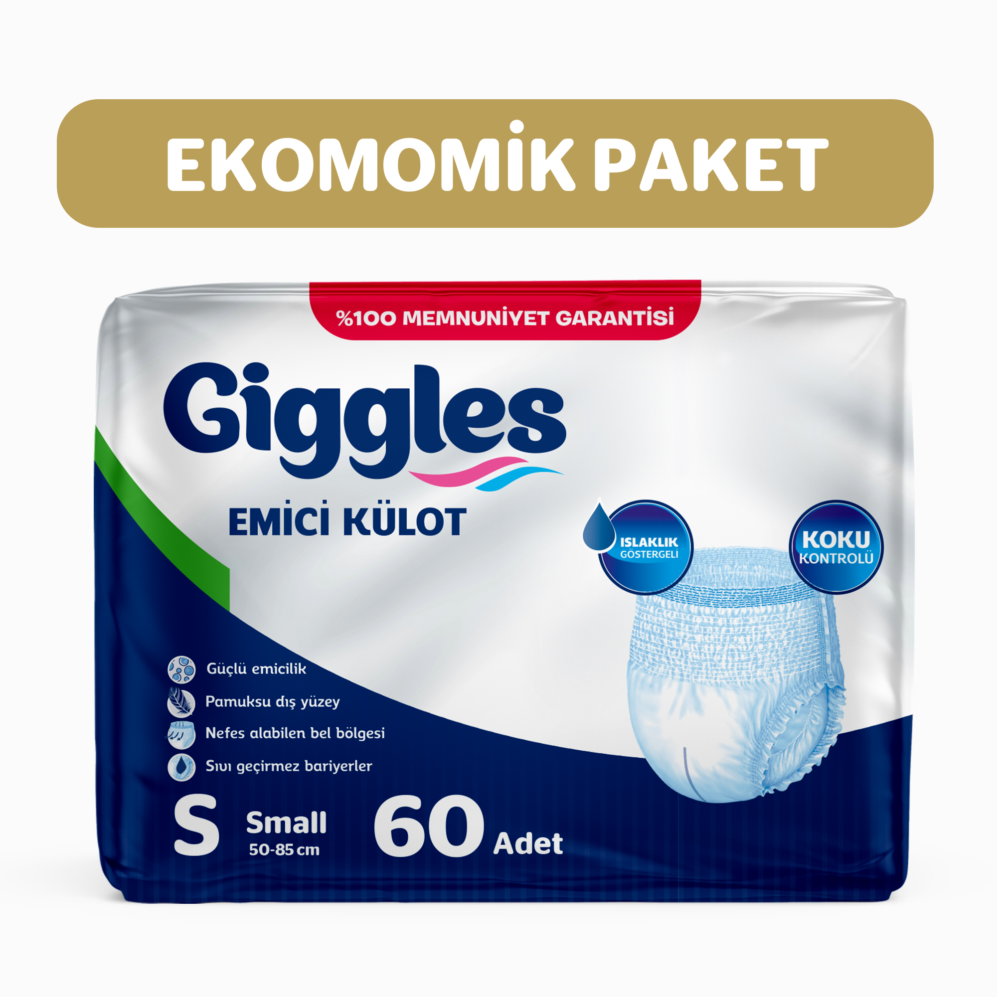 Giggles Yetişkin Emici Külot Small 30'lu 2 Paket 60 Adet