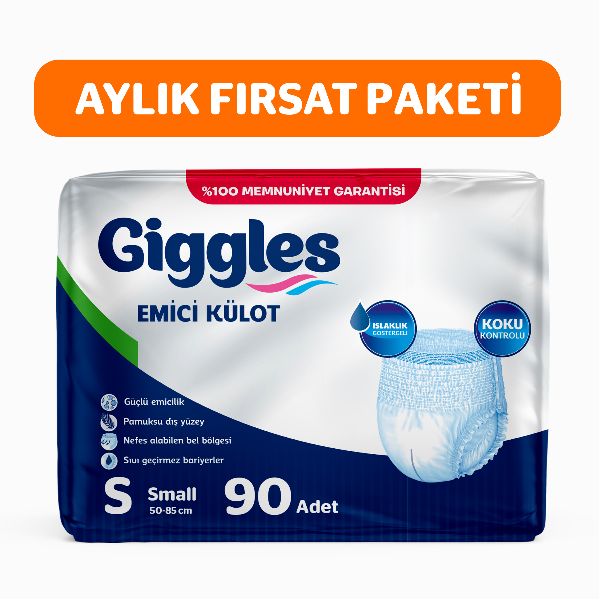 Giggles Yetişkin Emici Külot Small 30'lu 3 Paket 90 Adet