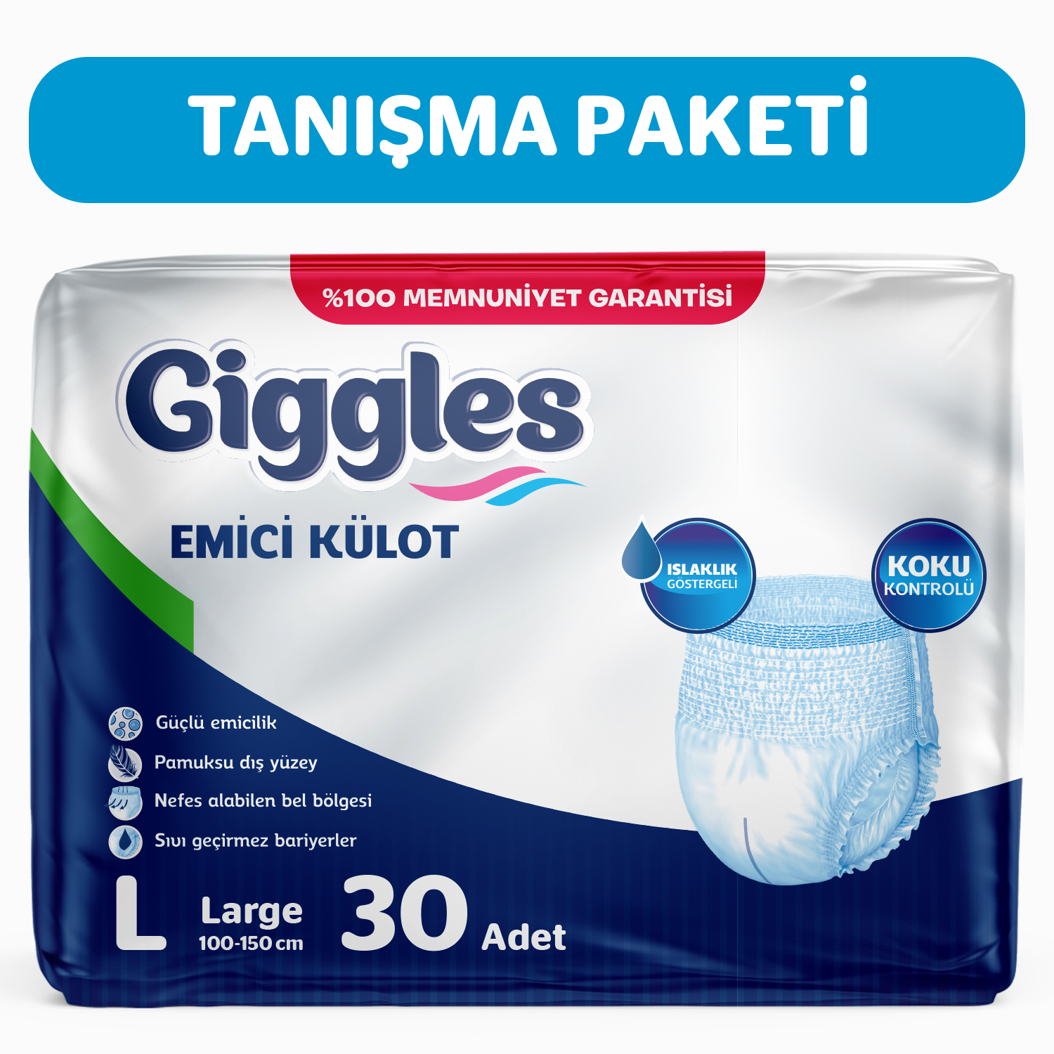 Giggles Yetişkin Emici Külot Large 30'lu 1 Paket 30 Adet