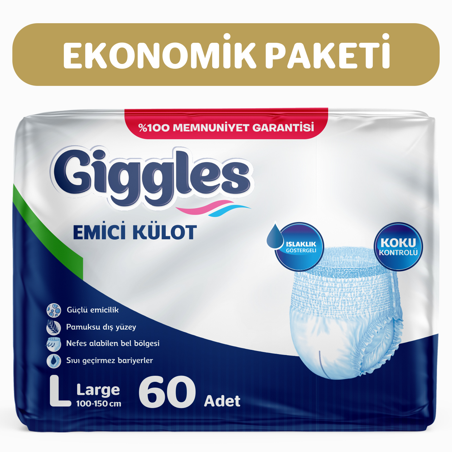 Giggles Yetişkin Emici Külot Large 30'lu 2 Paket 60 Adet
