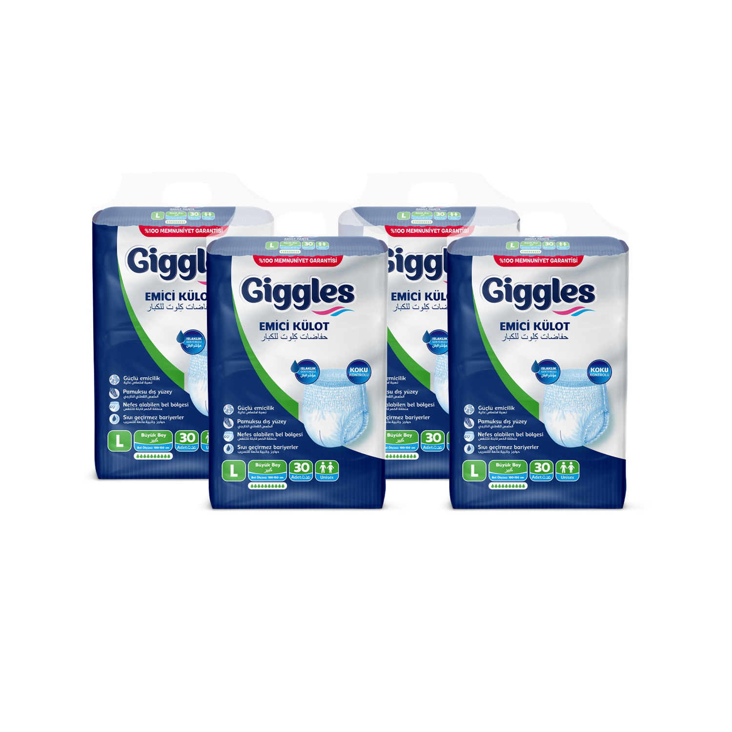 Giggles Yetişkin Emici Külot Large 30'lu 4 Paket 120 Adet