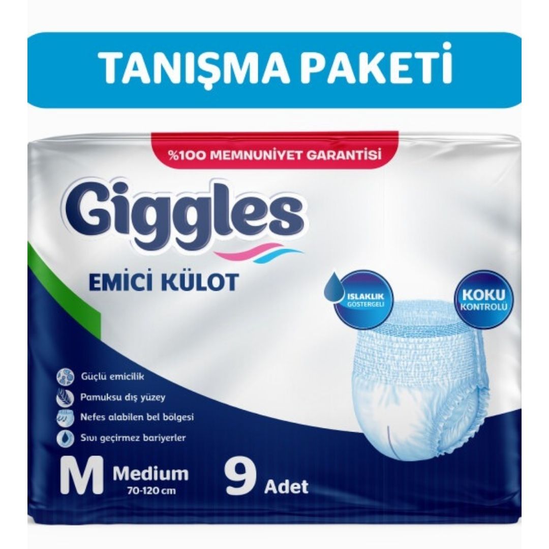 Giggles Yetişkin Emici Külot Hasta Bezi Medium 1 Paket (9 Adet)