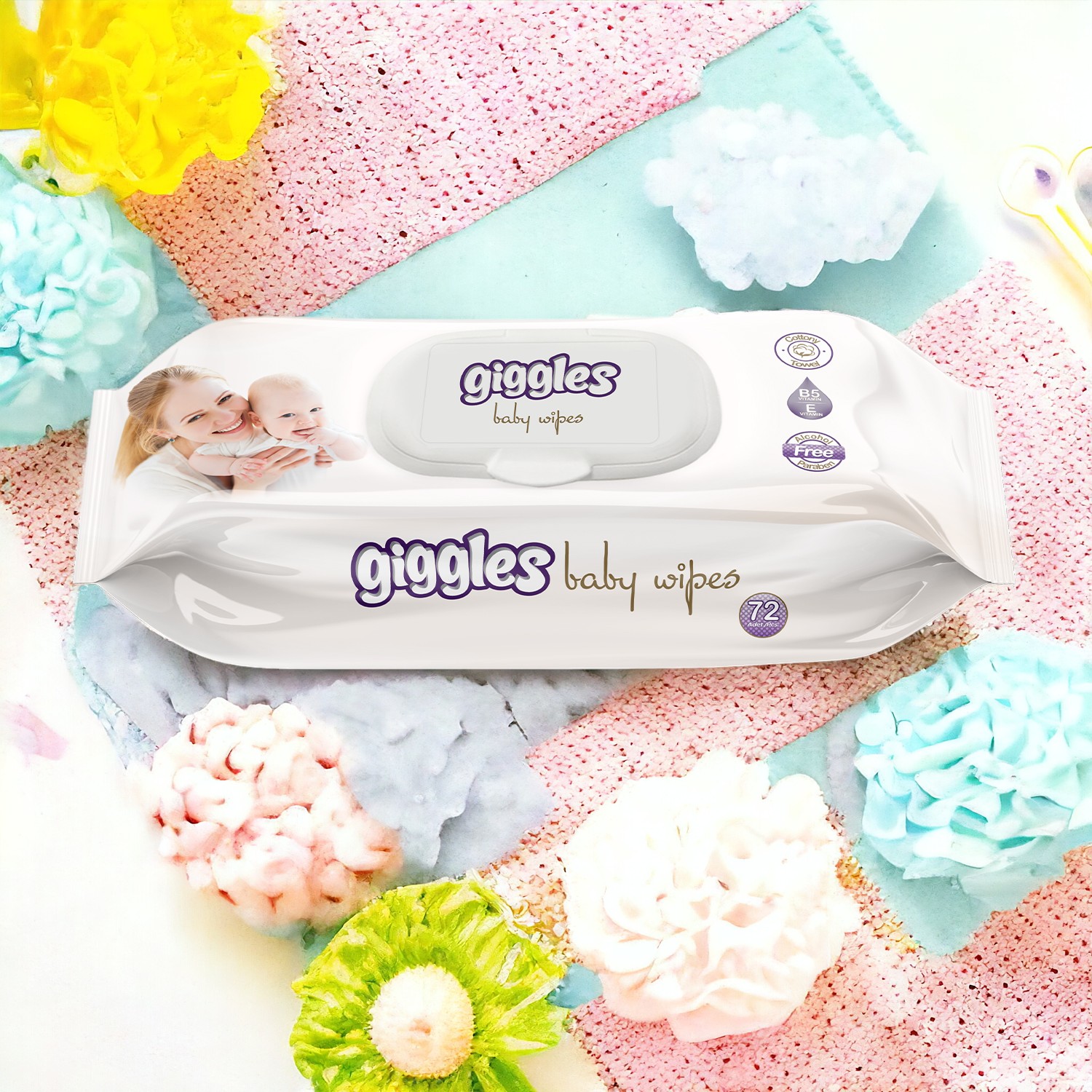 Giggles Islak havlu bebeklere özel 72'li 12 Paket 864 Mendil