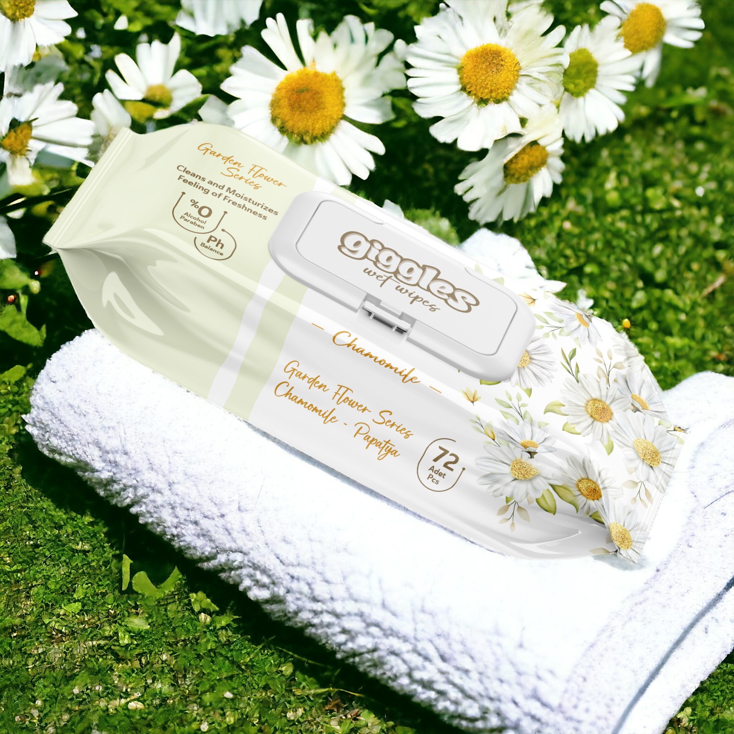 Giggles Islak Havlu 72'li Papatya 8 Paket 576 Mendil