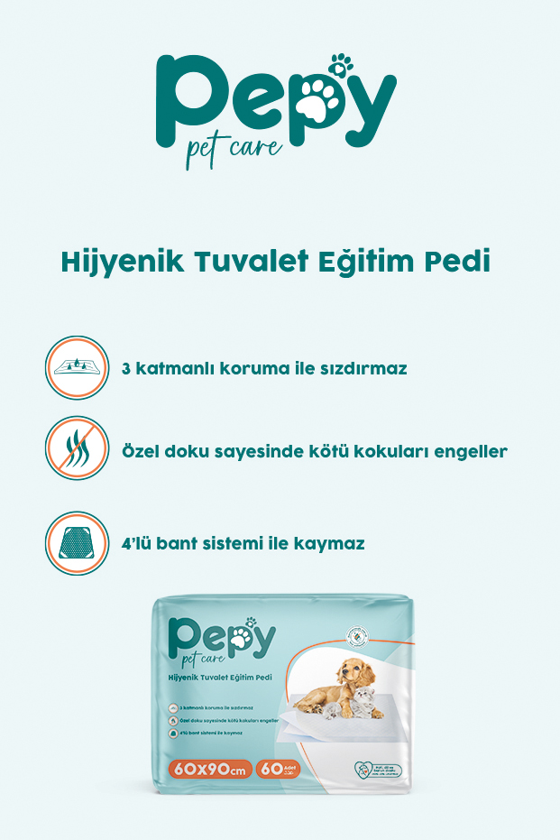 PEPY Kedi Ve Köpek Kullanımına Uygun Evcil Hayvan Temizleme Mendili 3 paket 150 Adet
