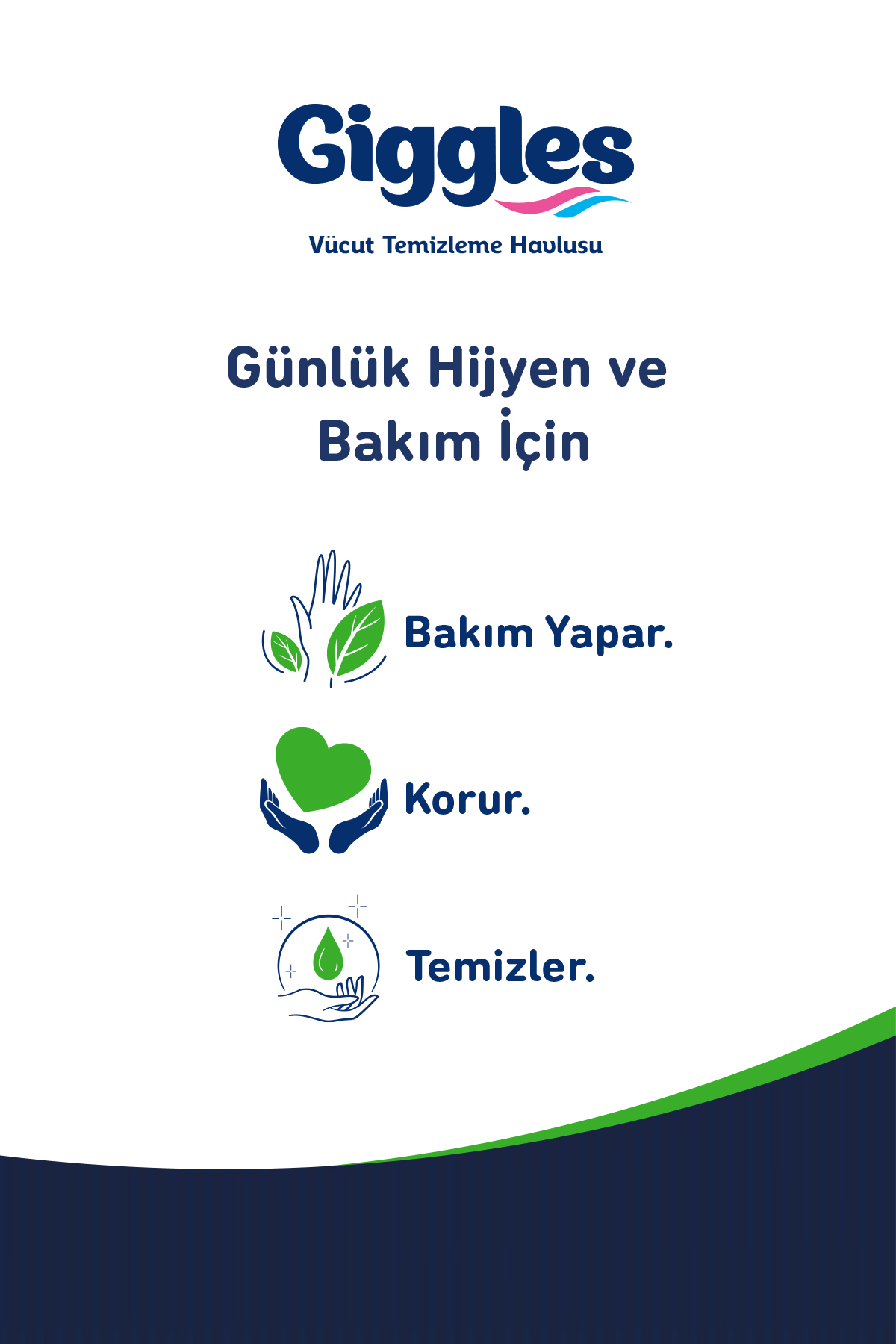 Giggles Vücut Temizleme Havlusu 50'li 3 Paket 150 Havlu