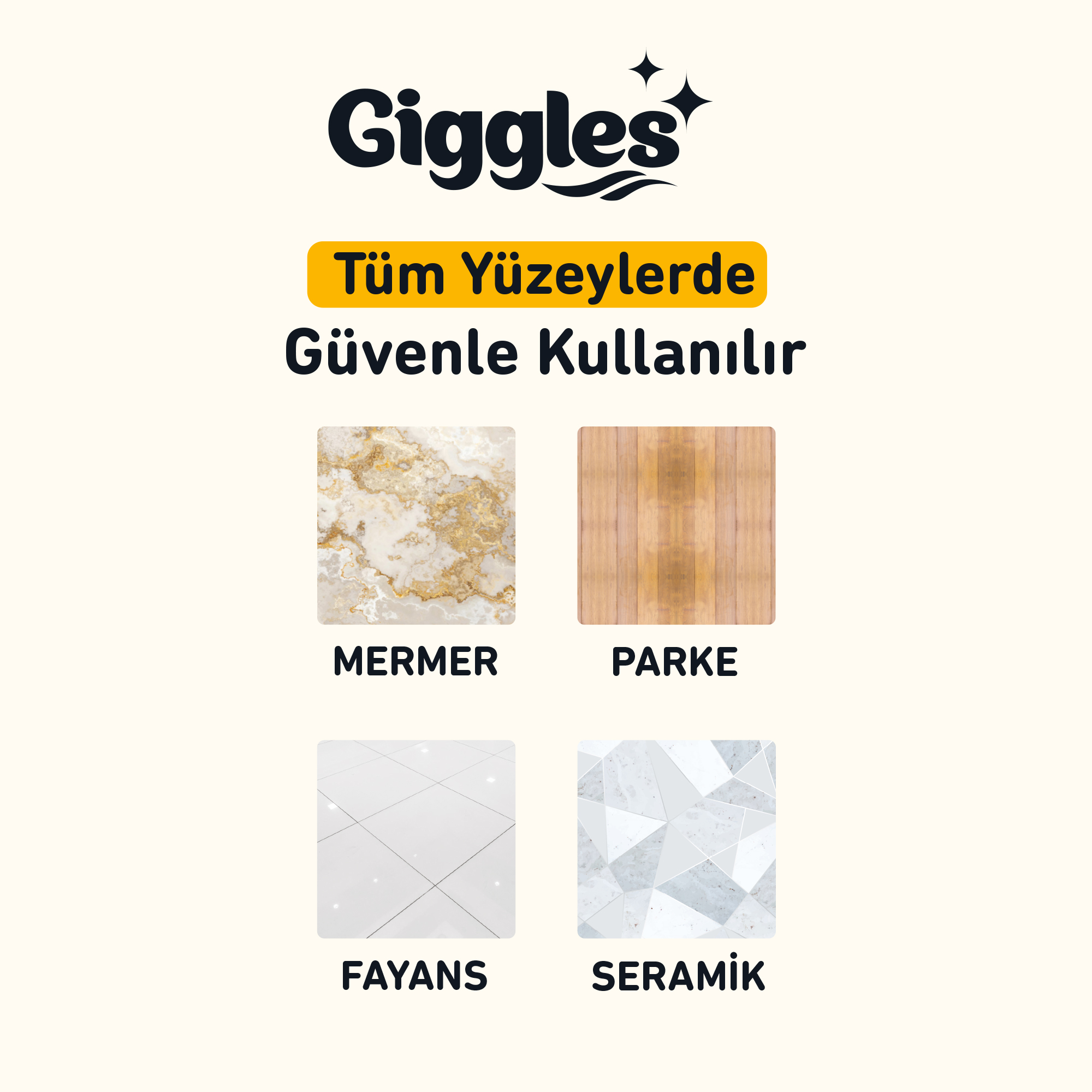 Giggles Mopa Uyumlu Yer Temizlik Havlusu 8 Katlı 4XL Arap Sabunu Katkılı 6 Paket 180 Adet Havlu