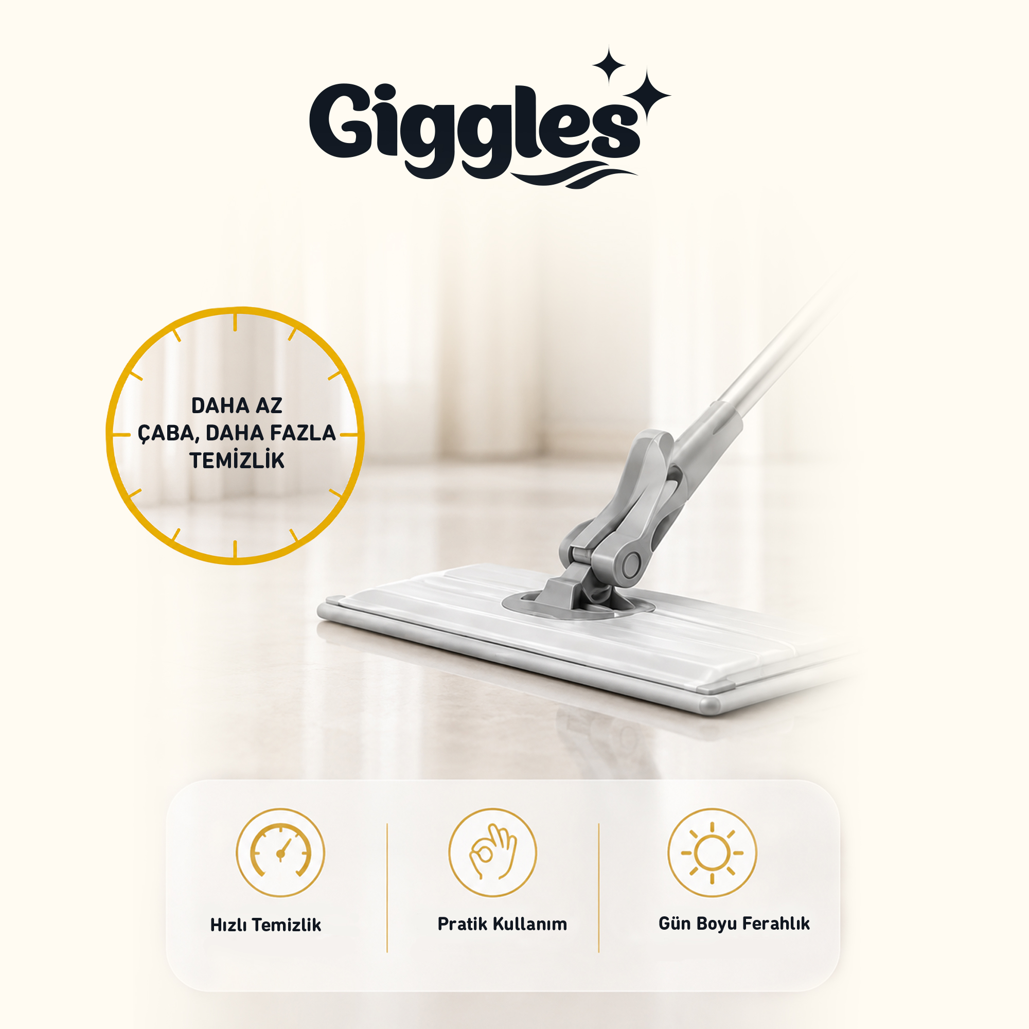 Giggles Mopa Uyumlu Yer Temizlik Havlusu 8 Katlı 4XL Arap Sabunu Katkılı 6 Paket 180 Adet Havlu