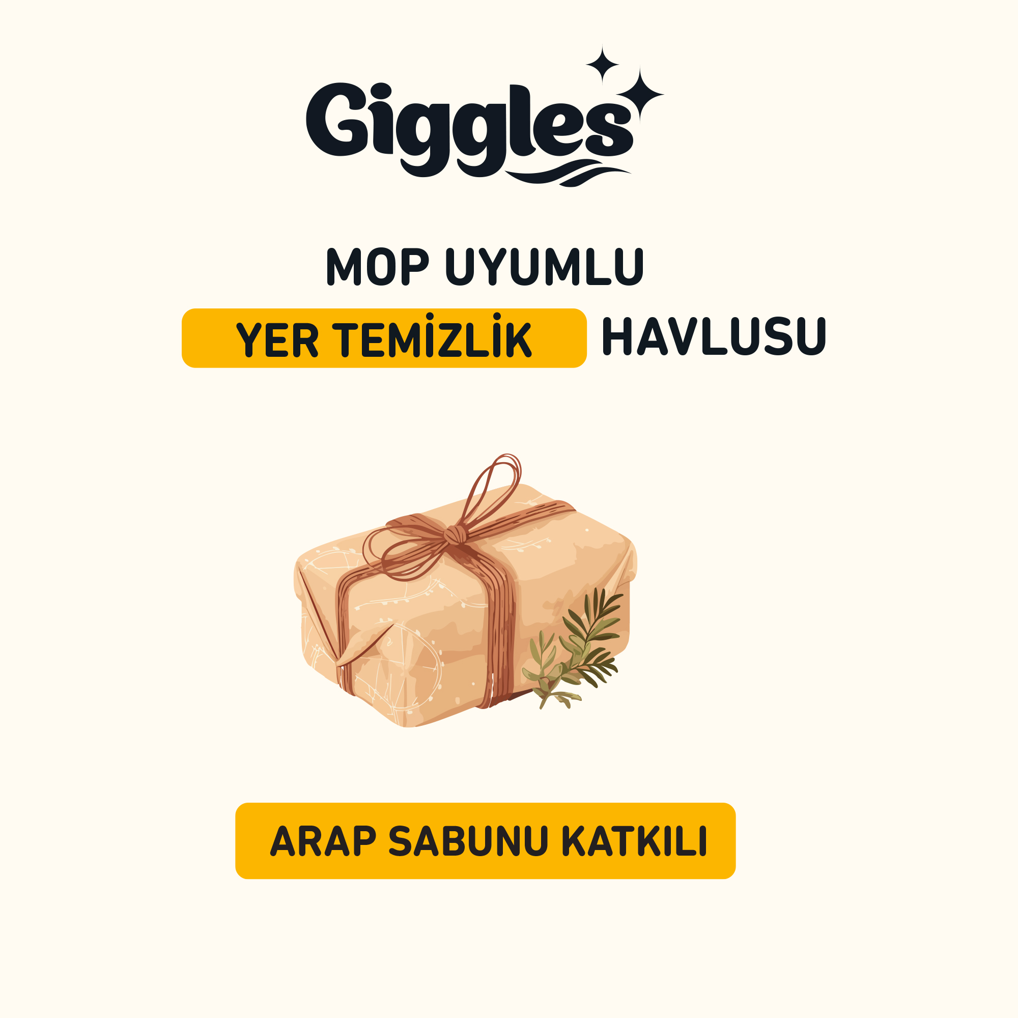 Giggles Mopa Uyumlu Yer Temizlik Havlusu 8 Katlı 4XL Arap Sabunu Katkılı 6 Paket 180 Adet Havlu