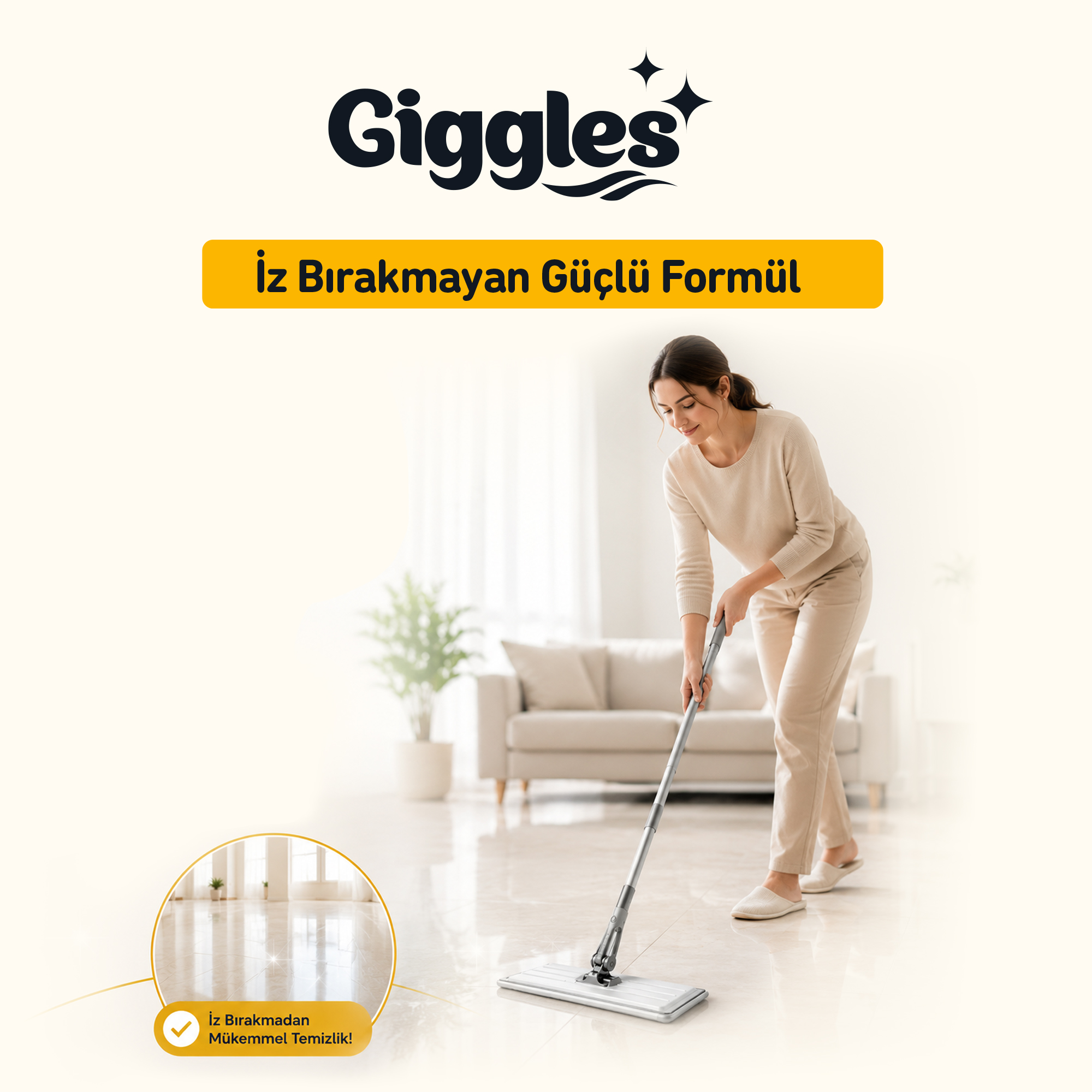 Giggles Mopa Uyumlu Yer Temizlik Havlusu 8 Katlı 4XL Arap Sabunu Katkılı 6 Paket 180 Adet Havlu